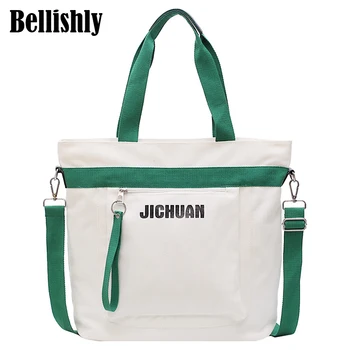 

Bellishly Women Canvas Shopping Bag YOUTH Letters Print Female Cotton Cloth Shoulder Bag Eco Handbag Tote Reusable Shopper Bags