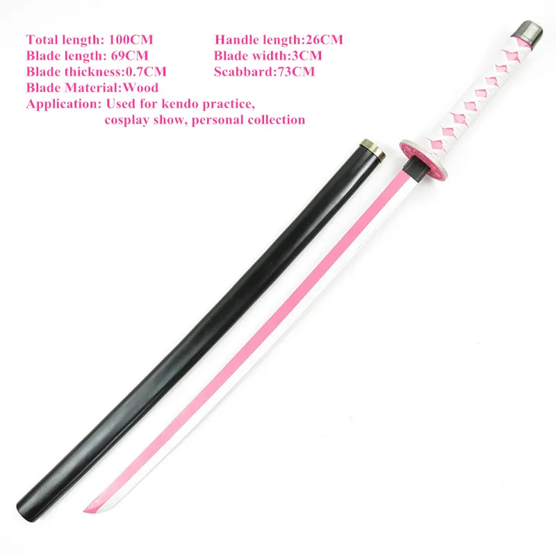 

Anime Demon Slayer Kimetsu No Yaiba Tsuyuri Kanawo Tsuyuri Kanao Cosplay Props Wooden Sword Weapons Samurai Sword for Halloween