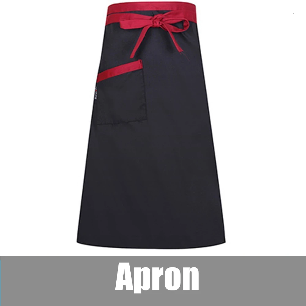 Apron 2 Высококачественная куртка шеф-повара с длинными рукавами для мужчин и женщин, кухонная одежда для приготовления пищи, ресторана, кафе, пекарни, парикмахера, официант в кафе, Рабочая форма - Цвет: Apron 2