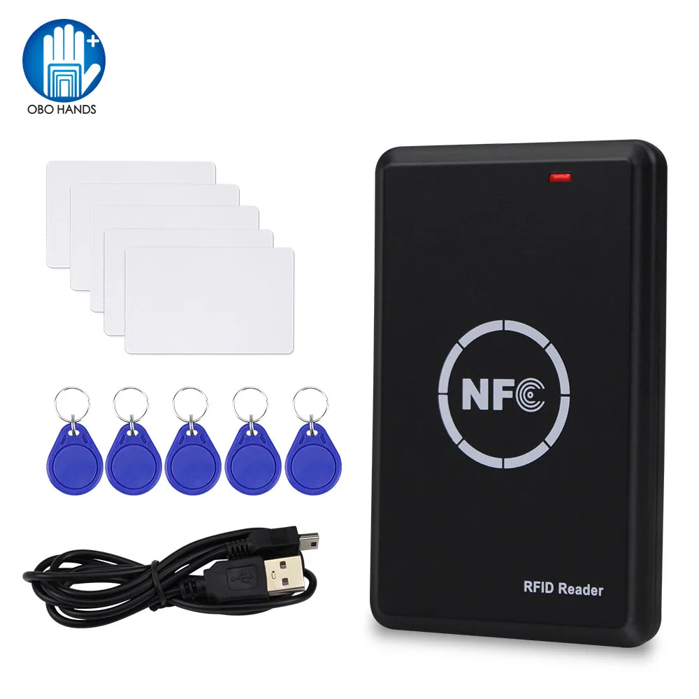 NFC Card Duplicator 125KHz Key fob Copier RFID Smart Card Reader Writer 13.56MHz Encrypted Programmer USB UID/T5577 Writable Tag