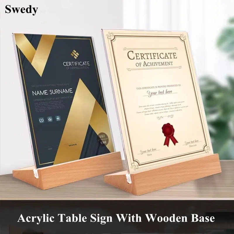 A6 T / L Shape Table Signboard Double-sided Acrylic Sign Holder Display Card Rack Menu Paper Holder Stand