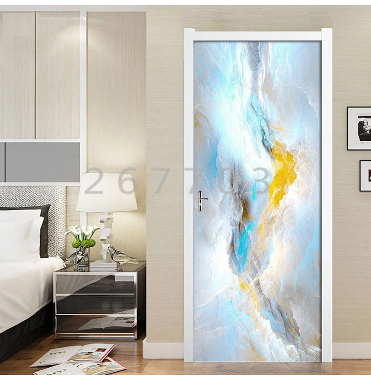 DIY дверной стикер абстрактная красочная облачная мраморная текстура ПВХ самоклеющаяся Наклейка на стену гостиная спальня домашний декор для дверей наклейка