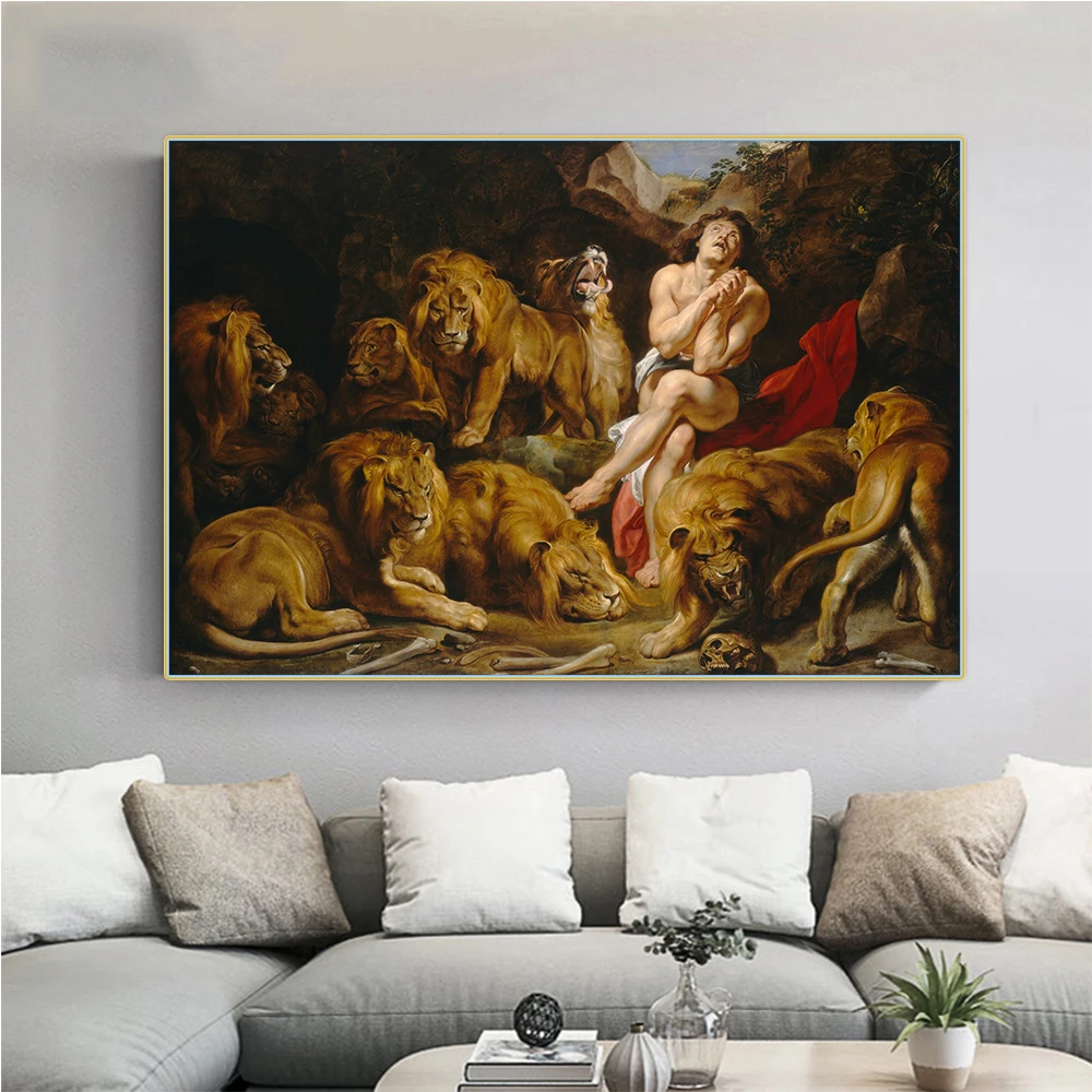 

Citon Peter Paul Rubens《Daniel in the Lions' Den》Canvas Oil Painting Artwork Poster Picture Wall Decor Home Interior Decoration