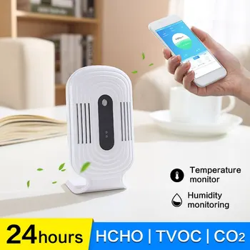 

LCD Intelligent WIFI Home Smog Meter CO2 HCHO TVOC Air Quality Analysis Tester Detector Sensor Temperature Humidity Monitor