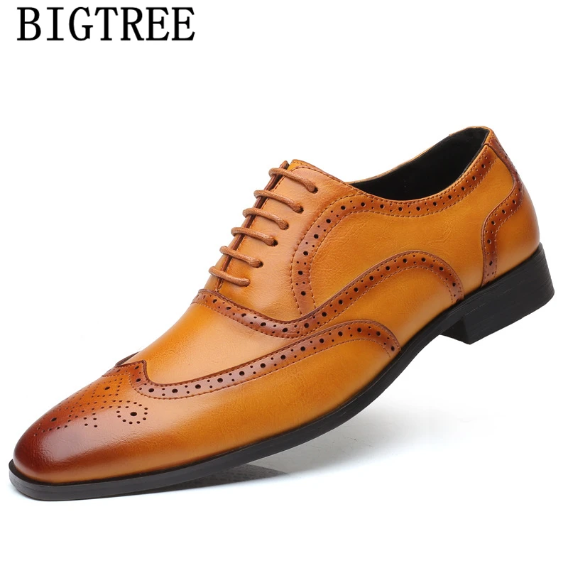 Leather Shoes Men Classic Evening Dress Brogue Shoes Men Formal Italian