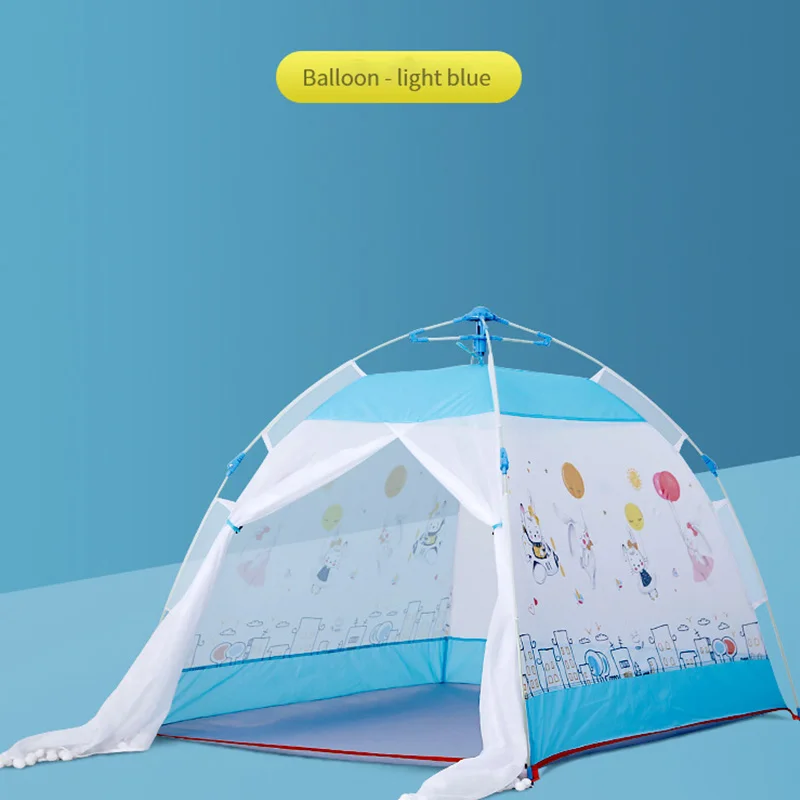 Light blue balloon Детская палатка, мультяшный воздушный шар, слон, однослойная автоматическая палатка, детская с сумкой для переноски, Детская игровая палатка, большое пространство - Цвет: Light blue balloon