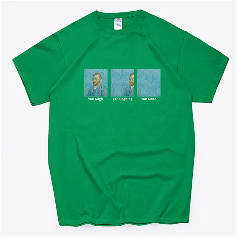 Van Gogh Van Goghing Van Gone Meme забавная футболка унисекс хипстеры милый Печатный Тройник женский хлопок размера плюс Harajuku Графические тройники - Цвет: T119W-green