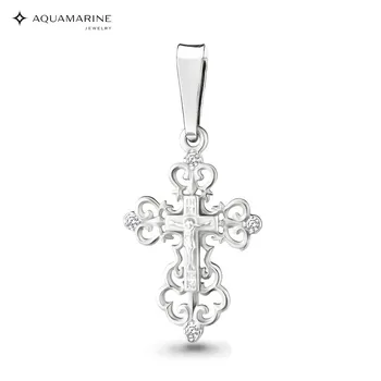

AQUAMARINE orthodox cross with cubic, silver 925