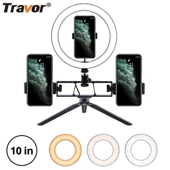

Travor 10 Inch Led ring lamp with mini Tripod Selfie RING Light Table Lamp Studio Live Lamp for Makeup Youtube Video