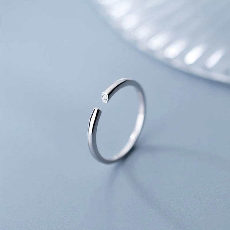 

Real 925 Sterling Silver Minimalist Glossy OL Opening Ring for Charming Women Party Fine Jewelry Geometric Ring Gift 2019