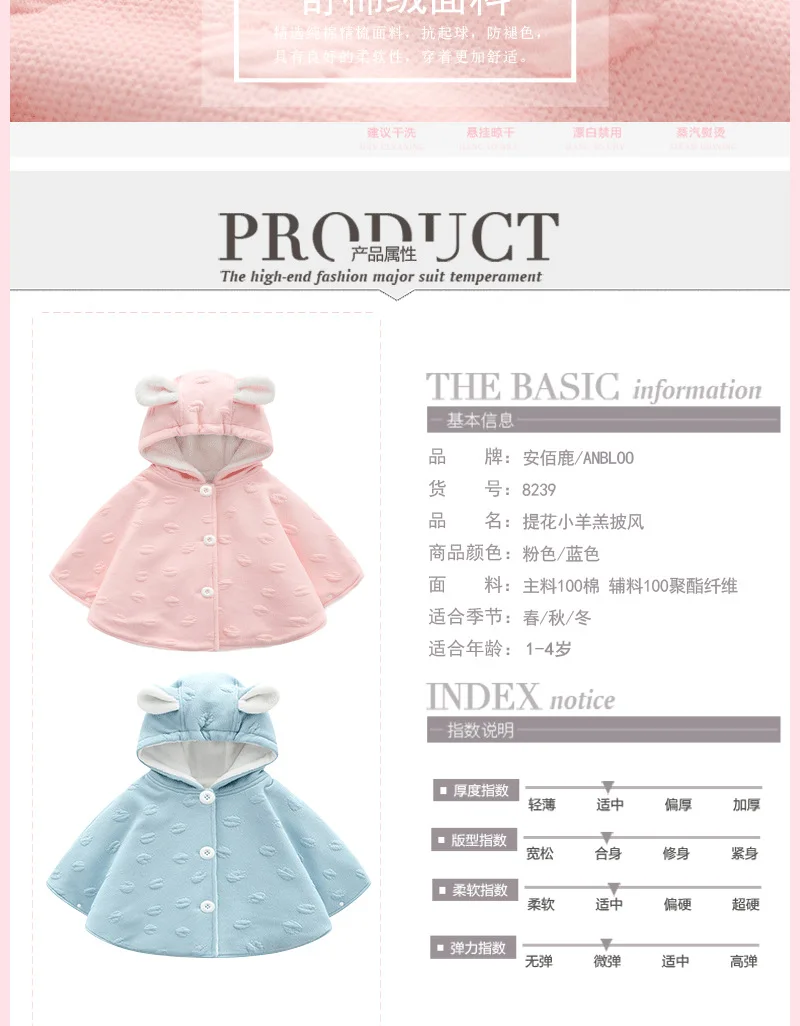 Осенне-зимняя плотная Красивая накидка с капюшоном и милыми заячьими ушками, детская накидка, одежда для малышей 0-3 лет