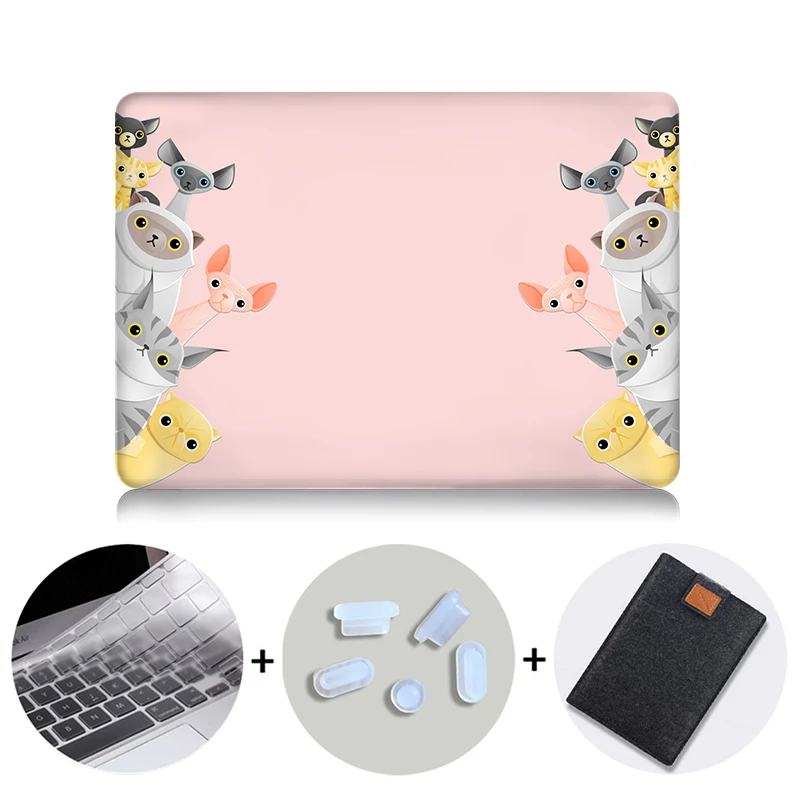 MB05 MTT чехол с мультяшными животными для Macbook Air 11 13 Pro retina 13 15 с сенсорной панелью для mac book 12 дюймов чехол для ноутбука с милым котом - Цвет: MB05