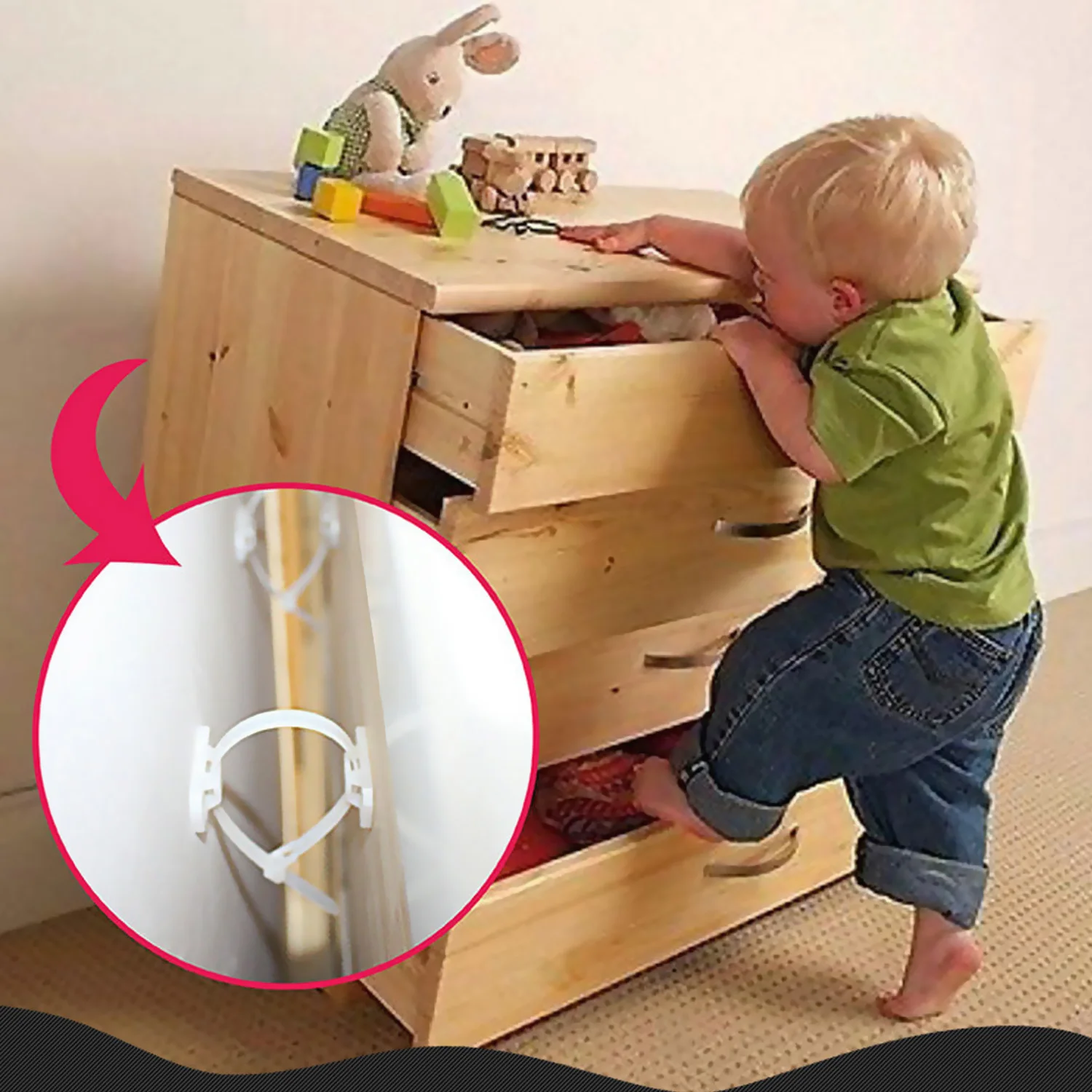 Baby Safety 6 Set Furniture Anti-tip Straps Prevention Device for Kids Children Falling Furniture Prevention Device Protection C furniture anti tip device