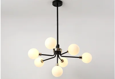 Black 7 lights 80CM Современное Внутреннее освещение, люстры для дома стеклянный шар абажур подвесной светильник скандинавского дизайна гостиной/кухни лампа 110 В/220 В светодиодный - Цвет абажура: Black 7 lights 80CM
