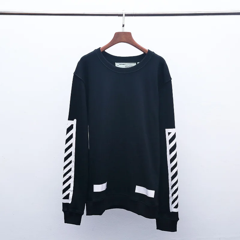 OFF-WHITE Повседневная хлопковая круглая шея с длинным рукавом коробка диагональные полосы уличная спортивная мужская Толстовка женские пальто