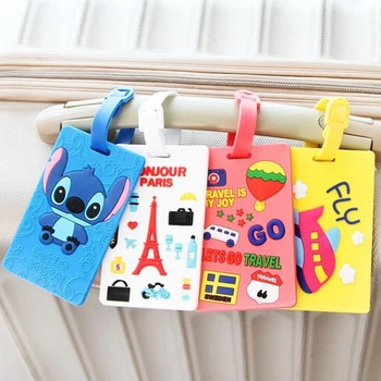 

Kawaii Stitch Doraemon Suitcase Luggage Tag Cartoon ID Address Holder Baggage Label Silica Ge Identifier Travel Accessori