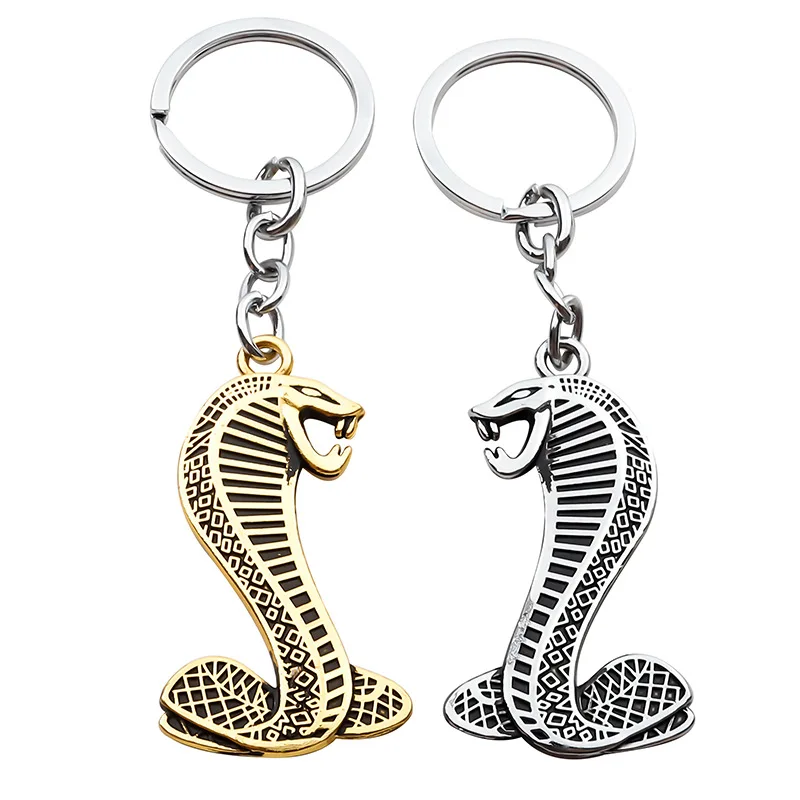 

Car Keychain 3D Metal Cobra Snake Emblem Badge Auto Key Ring Chain Keyking Car Ornaments for Ford Focus Mustang Shelby GT Cobra