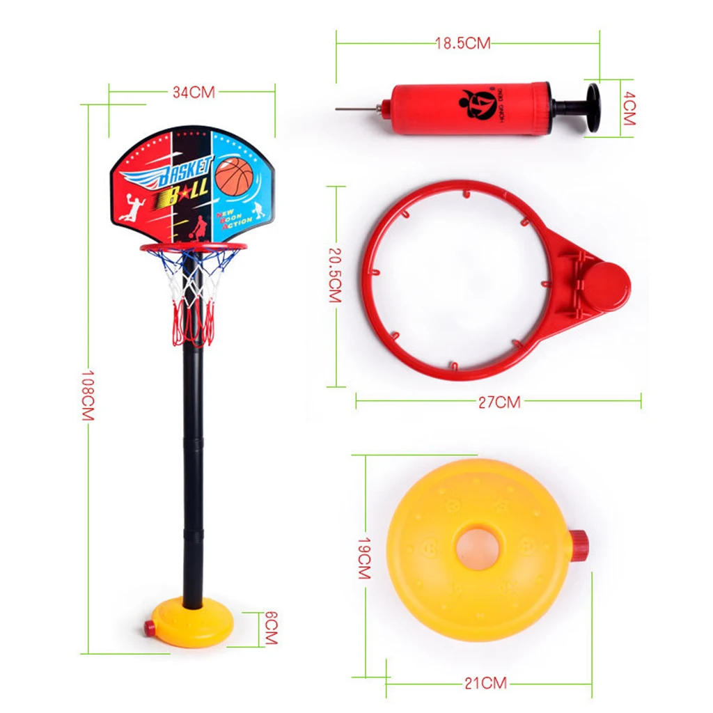 Портативная детская баскетбольная стойка, баскетбольная корзина с кольцом, задняя панель с шариковым насосом