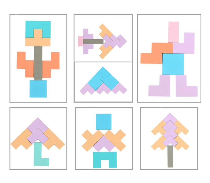3D деревянные пазлы, пазлы, настольные игрушки, Tangram, головоломка, пазлы для детей, игры для раннего развития, игрушки для малышей, детские деревянные подарки