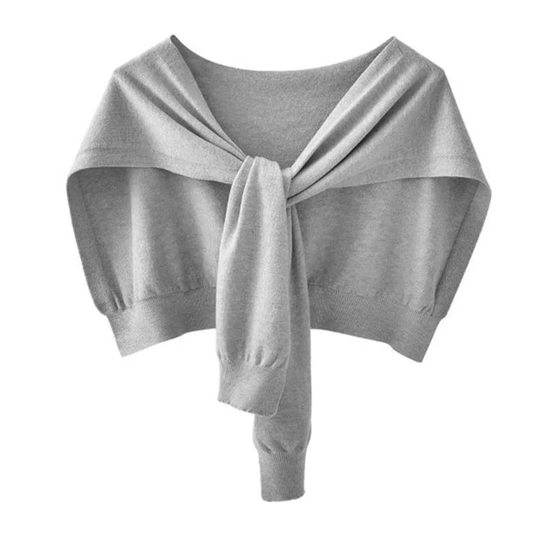 Korean Woman\'s Neck Guard Fake Collar Scarve Cashmere Warm Knitted Shawl Winter Wool Blouse Shoulders Cape Knotted Scarf Q36
