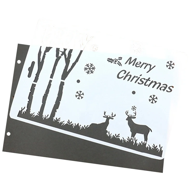 

1PCS DIY Christmas Tree And Deer Pattern Painting Template Journal Stencil Set Scrapbooking DIY Cards
