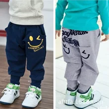 Весенняя детская одежда в Корейском стиле; детские шаровары со смайликами; повседневные брюки для мальчиков и девочек