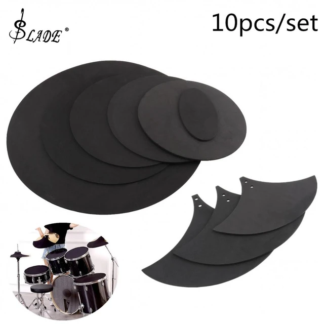 Kit de pad d'entraînement en mousse de caoutchouc noir, 5 tambours et 3  cymbales, Jazz Drum Mute, Sound Off, 10 pièces par ensemble - AliExpress