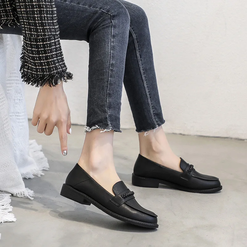 

Pumps Women Flat Shallow Mouth 2020 Spring Autumn Solid Color New Style Retro Shoes Fairy Mori Girl Sweet Shoes