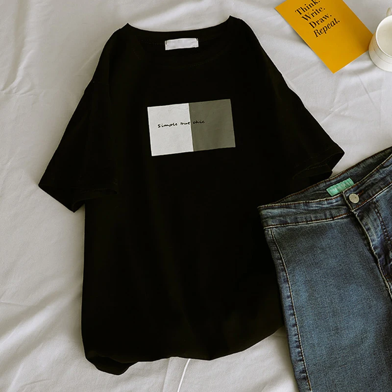 Harajuku Women T-shirts New 2020 Summer Funny Letter Print Hip Hop Loose T-shirt Girls Student Streetwear Casual Lady Tops Tees