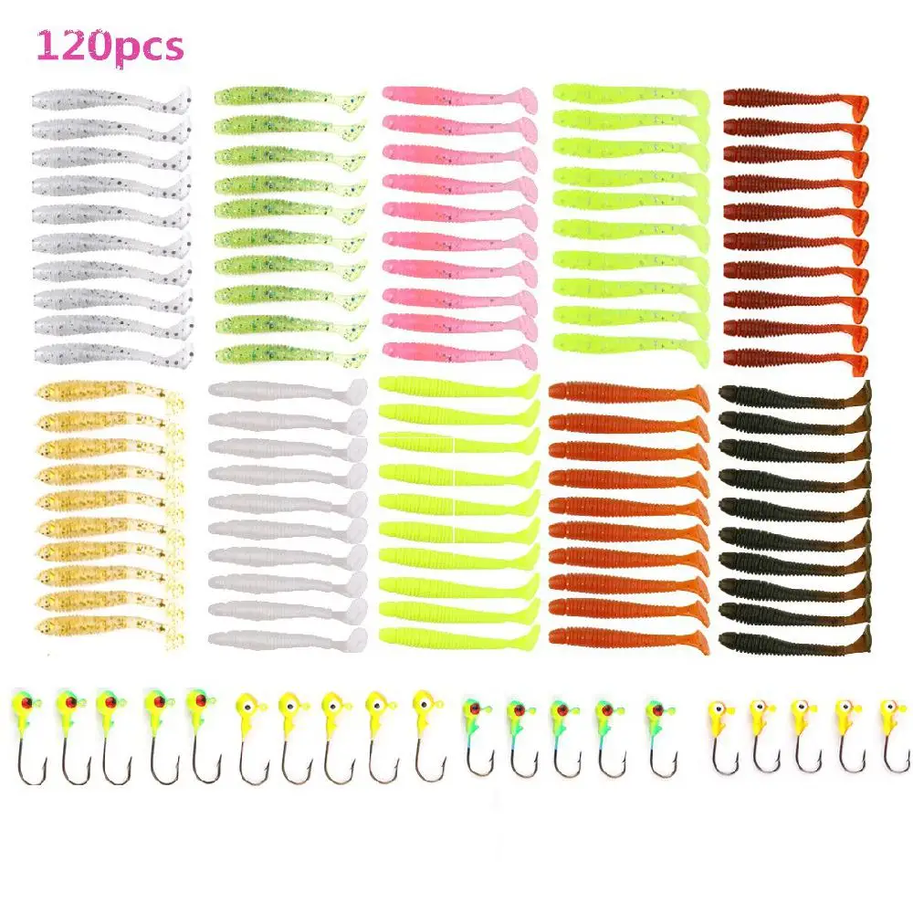 

120pcs/Set Soft Fishing Lure Bait Set for Saltwater Freshwater