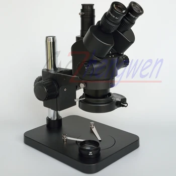 

New BlacK Microscope 7X-90X Table Pillar Stand Zoom Simul Focal Trinocular Stereo Microscope +144Led