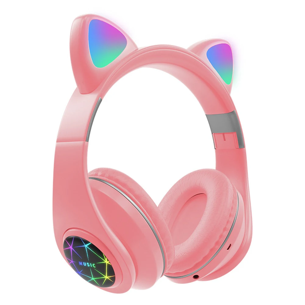 NeArrival LED Cat Ear Noise Cancelling Headphones Bluetooth 5 0 Young People Kids Headset Luminous Cute Cat Ear Headphone
