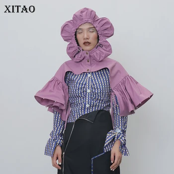 

XITAO Irregular Pleated Capes Women Bow Beading Ruffle Single Breast 2019 Autumn Elegant Small Fresh Casual Capes GCC2696
