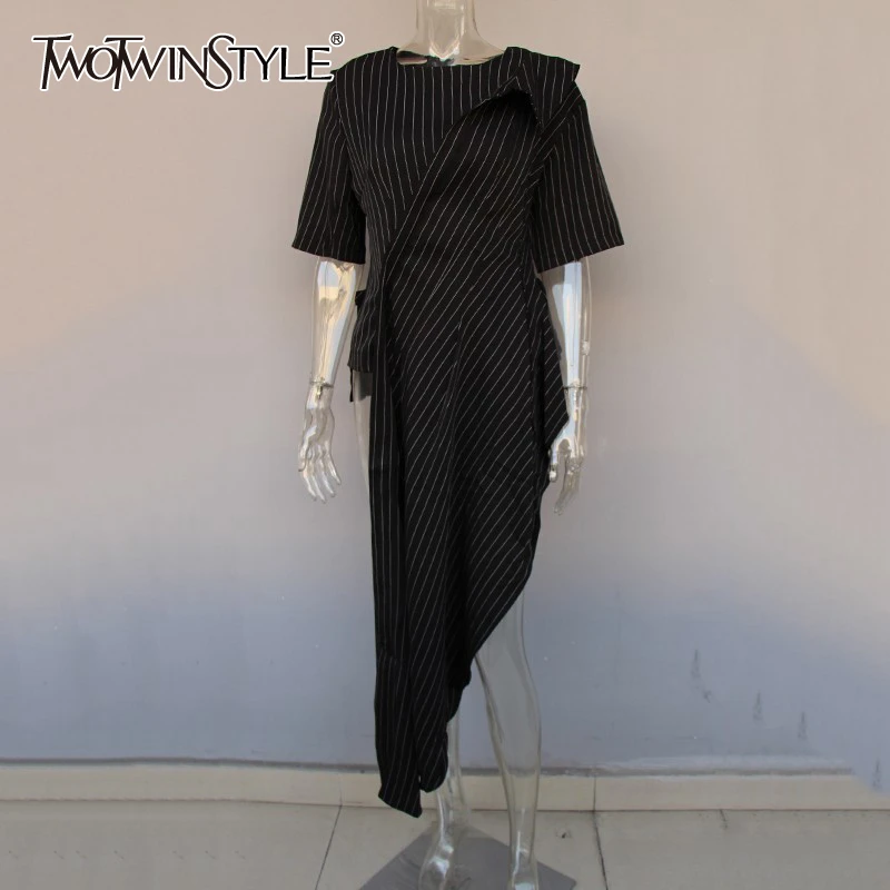 TWOTWINSTYLE Casual Striped Shirt For Women O Neck
