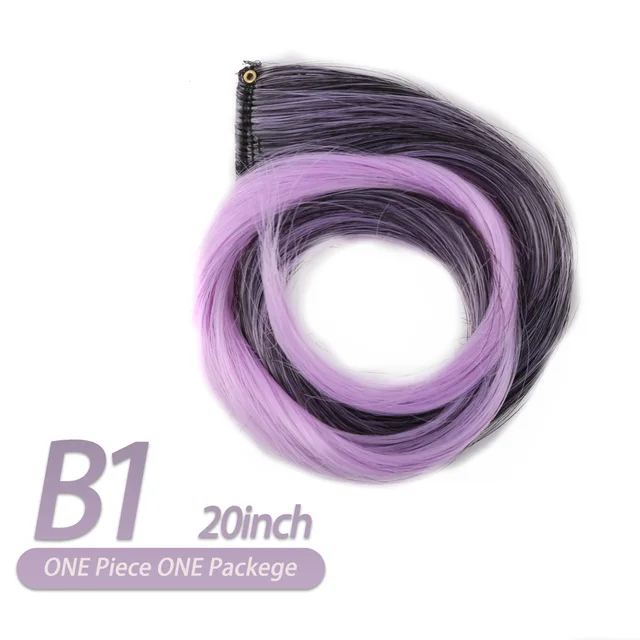 AIYEE Hair Extensions Pure RainBow Hairpiece Clip In Hair Piece Synthetic Long Straight Ombre Pink Red Rainbow Hair Piece B1