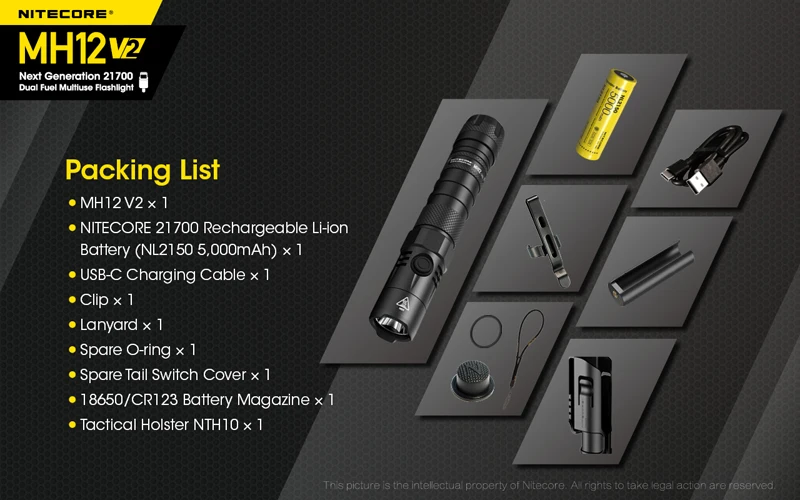 NITECORE MH12 V2 1200 Lumens 21700 Multiuse Flashlight (31)