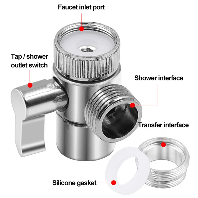 Water Tap Connector Switch Faucet Adapter Kitchen Sink Splitter Diverter Valve For Toilet Shower Bathoom ColdHot Water Separator 5