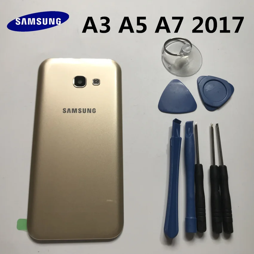 Новая задняя панель батарейного стекла задняя дверь Крышка для samsung Galaxy A3 A320 A5 A7 A720 A720F предварительно клейкие наклейки+ Инструменты