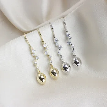 

Fashion long tassel drop-shaped drop earrings, wave-shaped tassel zircon hoop earrings, simple jewelry gifts for women