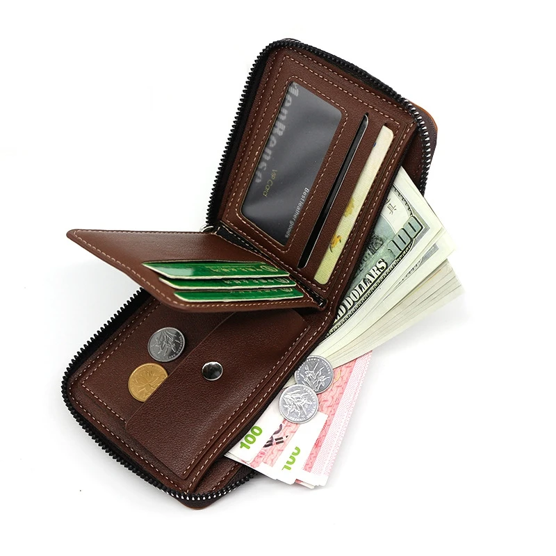 Men's Leather Wallet Brand Short Handy Purse Male Pocket Bag For