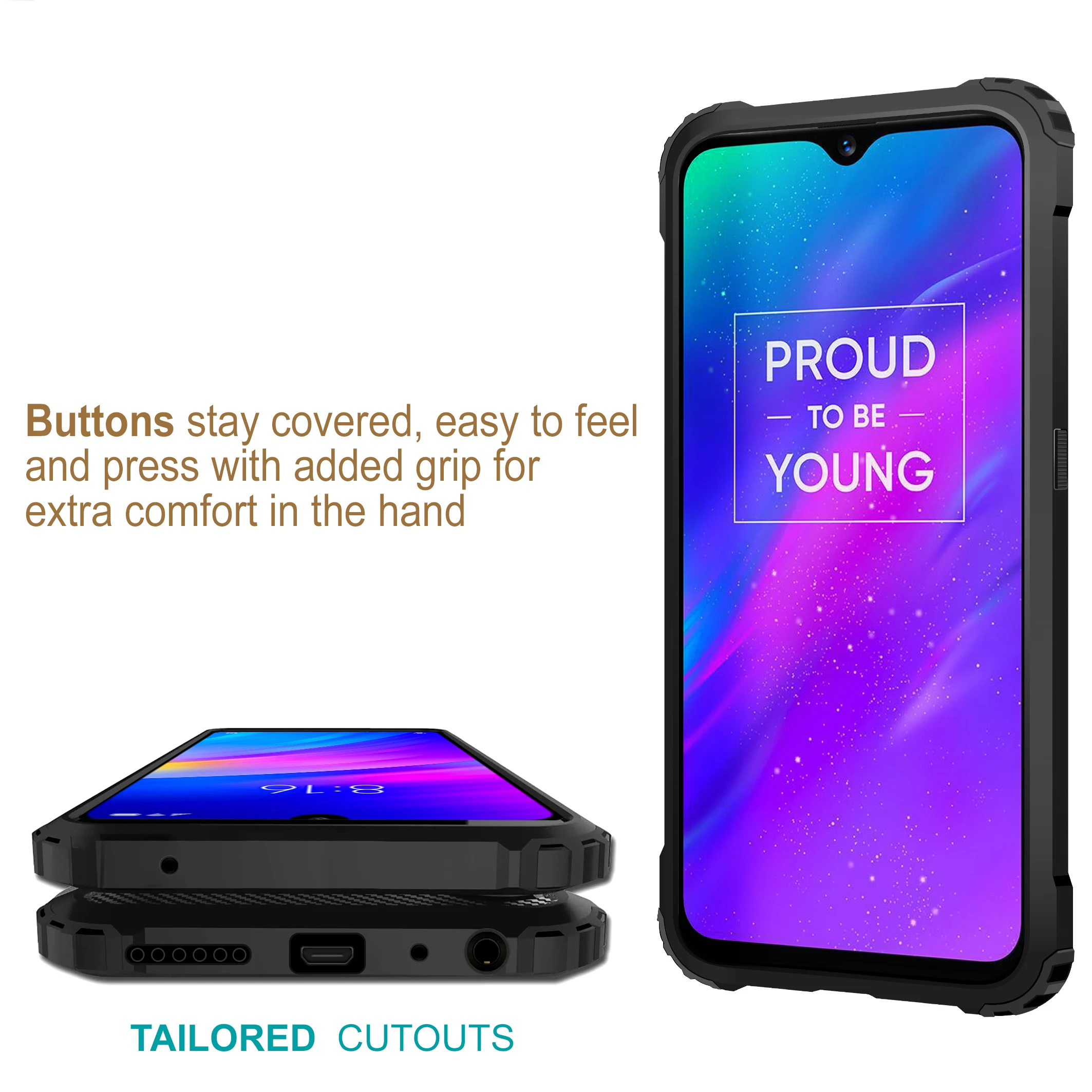 Чехол для телефона capaver для Oppo Realme 3 Pro, чехол, протестированный на падение, однотонный, черный, противоударный, тонкий, армированный, прочный, задняя крышка, оболочка
