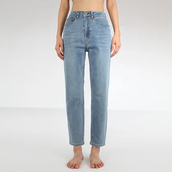 

Iupl Wedgie Soft Material Washed Light Blue Jeans Female High Waist Small Straight Summer Thin Jeans Women All-matched