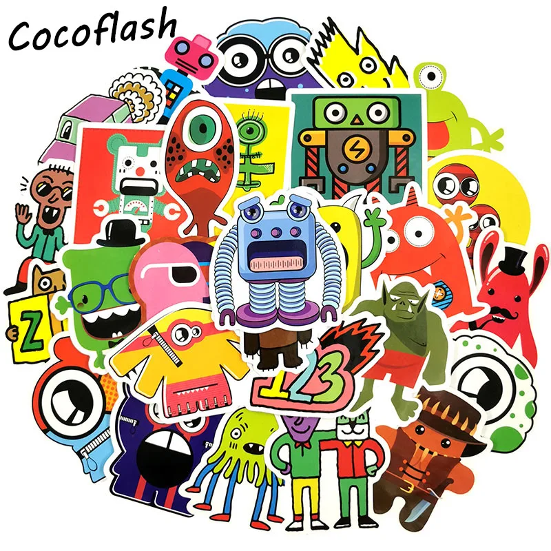 50PCS Funny Robot Graffiti Stickers Cartoon Decals Stickers Gifts For Children To Laptop Suitcase Guitar Fridge Bicycle Car