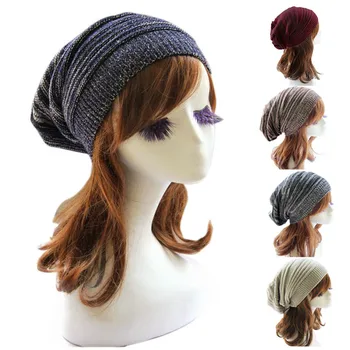 

Unisex Knit Baggy Winter Warm Oversized Ski Cap Ear protection 5 colors of stripes Knitted Winter Hats fashion new Outdoor