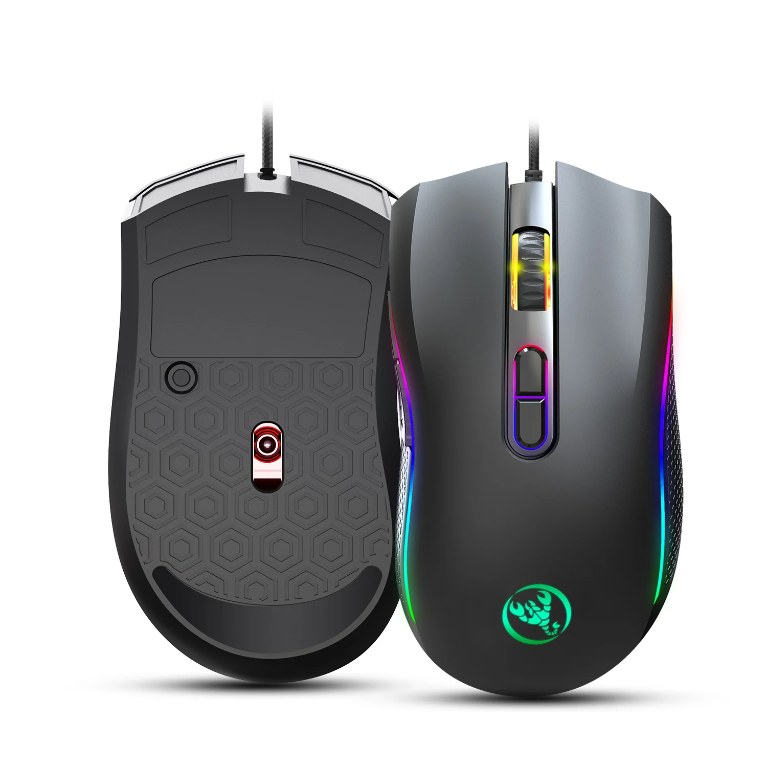 Проводная игровая мышь Esport, 7 кнопок, 7 цветов, светодиодный, оптическая, USB, компьютерная мышь, геймер, регулируемая, 7200 точек/дюйм, для ПК, ноутбука