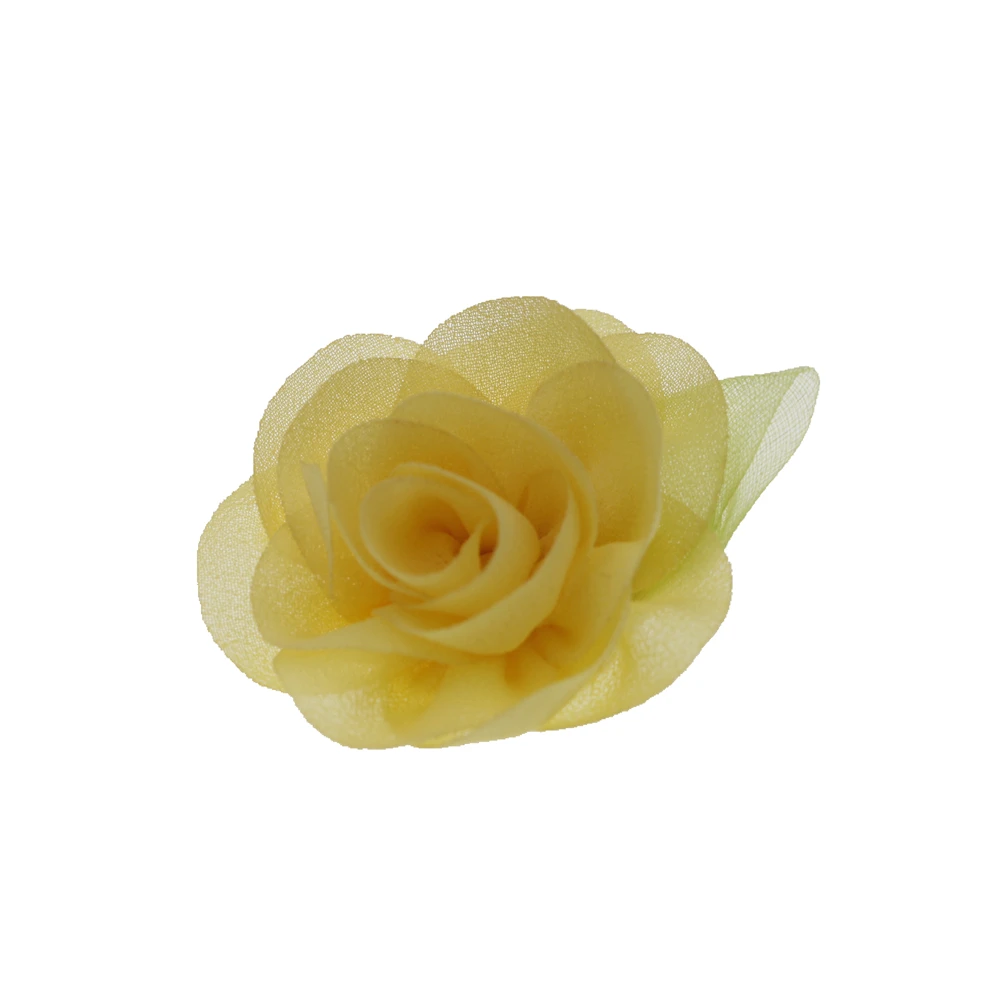 yellow 7 см бутик розовый цветок из шифона Мини DIY цветы без зажимов Рождество Свадьба девушки аксессуары для волос 20 шт./лот - Цвет: yellow