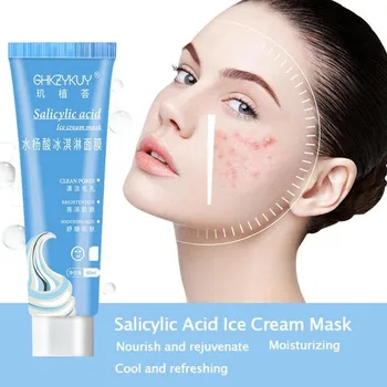 

60ml Salicylic Acid Ice Cream Mask Moisturizing Smear Mask Clean Pore Mud Blackhead Remover Ice Cream Mask Face Skin Care