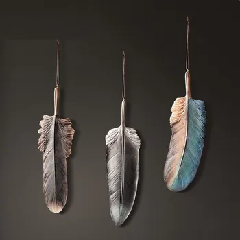 

Nordic Style Feather 3D Stereo Wall Decor Creative Resin Crafts Livingroom Background Wall Hanging Plume Mural Ornament R5438