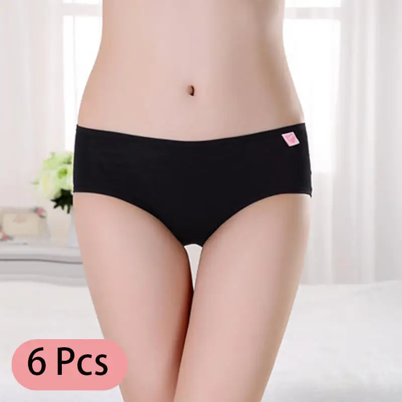 0170-6P-6 S M L Women Panties Solid Cotton Underwear Women Briefs 6pcs Ladies Pink Panties Sexy Intimates Underpants Knickers for Girls - Цвет: 0170-6P-6
