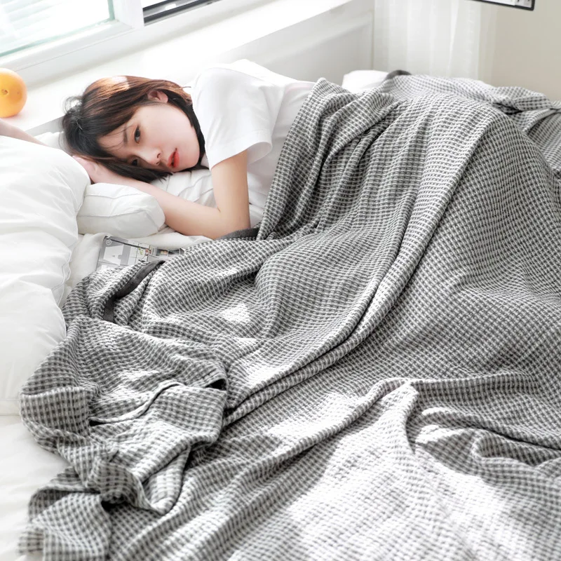 2021 Hot Sale Promotion Bamboo Fiber Plaid Blanket On The Bed Towel Queen King Size Cover Spring Nap Thread Throw Adult Summer | Дом и сад